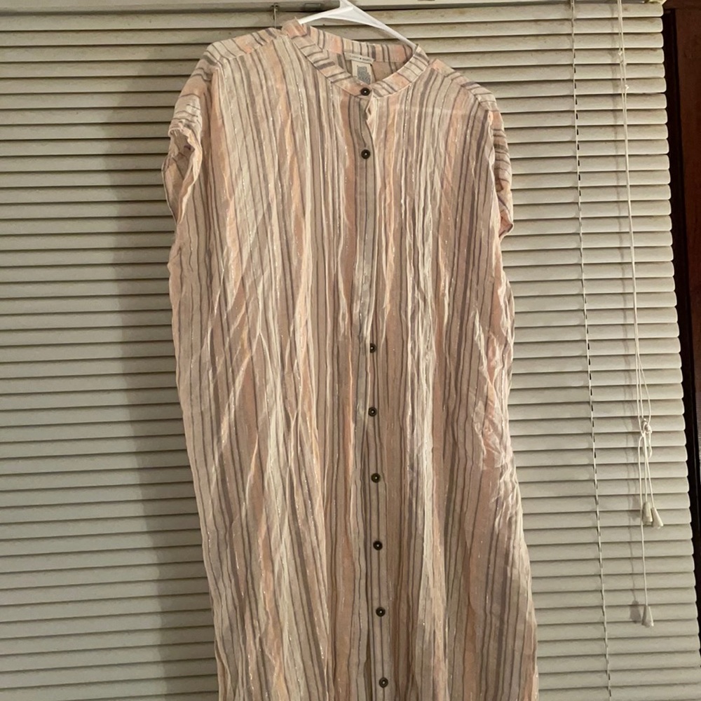Lucky Brand pink and silver flowy dress/ cardigan